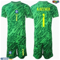Otroški Nogometni dresi Brazilija Alisson Becker #1 Vratar Domači Copa America 2024 Kratek Rokav (+ Kratke hlače)